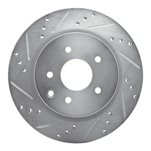 Infiniti EX35 Brake Rotor (1) - Rear Left - R1 Concepts - Drilled & Slotted - Silver - `05-`25